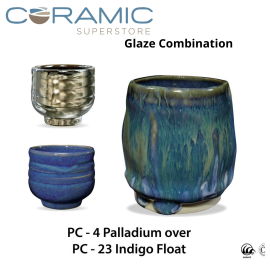 Palladium PC-04 over Indigo Float PC-23 Pottery Cone 5 Glaze Combination